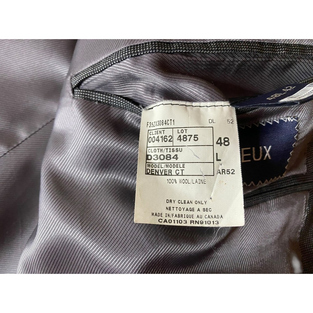 Cremieux Two Piece Suit Size Mens 48L Gray Wool Blazer & Pants 42x29 - Picture 4 of 5